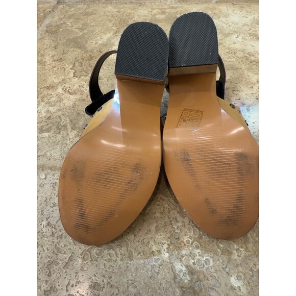 Womens Embroidered Floral Tan Heeled Sandals With Stud Accents & Adjustable Stra - Picture 5 of 10